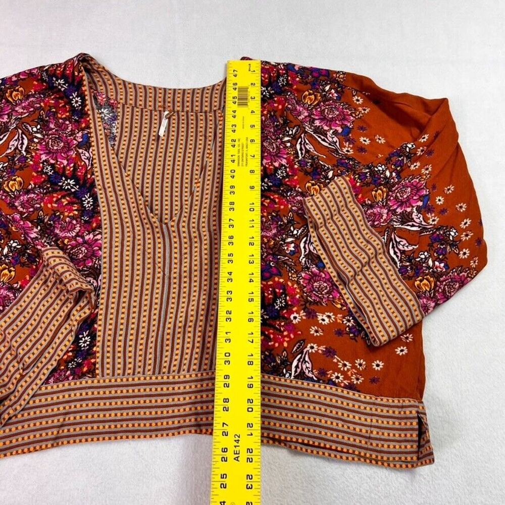 Free People Floral Boxy Peasant Boho Blouse in Rust - Picture 7 of 11